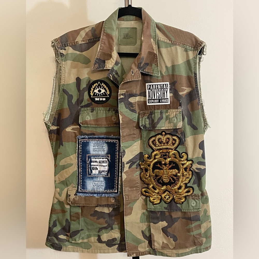 Custom Army Fatigue Vintage Vest – Medium Regular